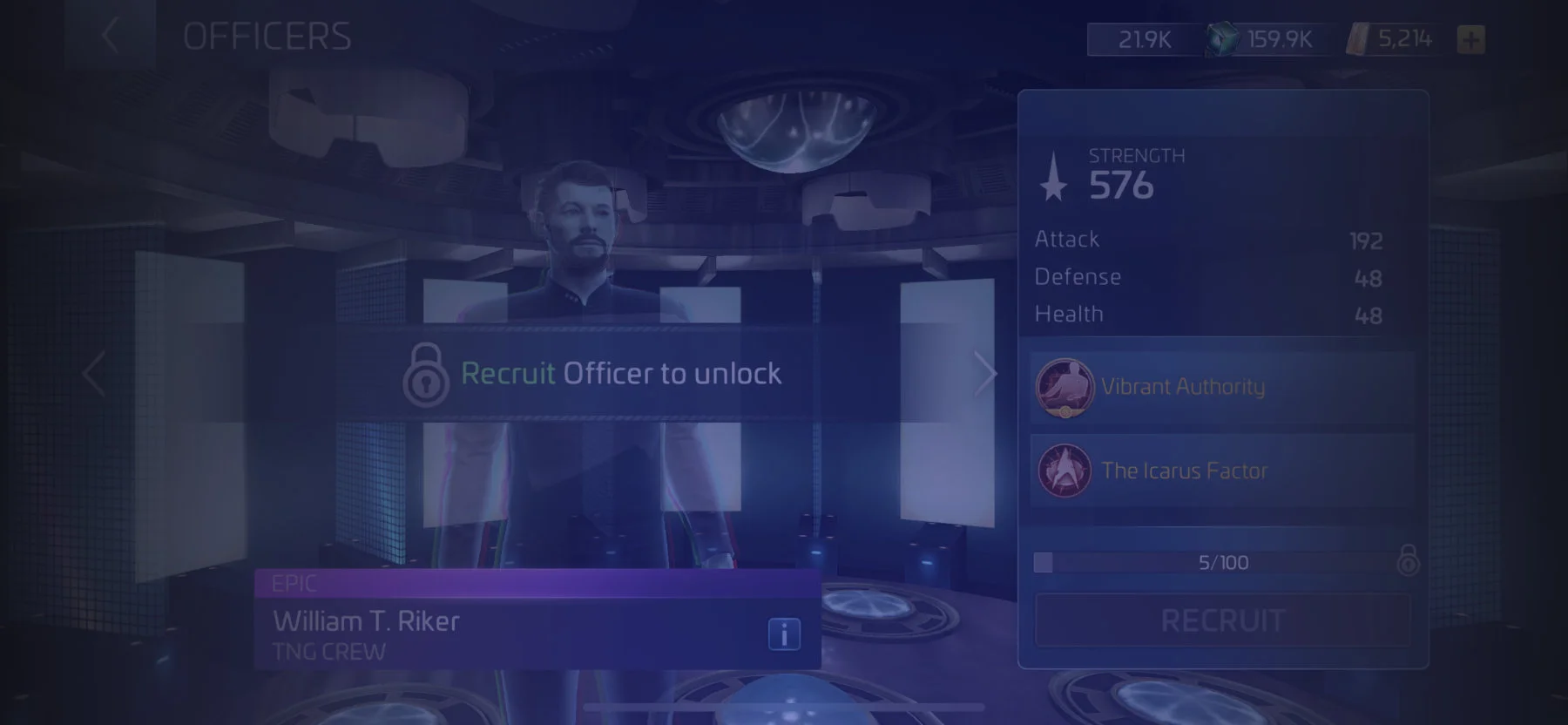 Star Trek Fleet Command Officer William T. Riker