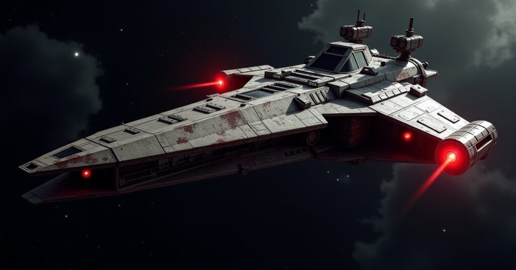 Aggregation Capo, a criminal Interceptor warship, in deep space in Star Trek Fleet Command