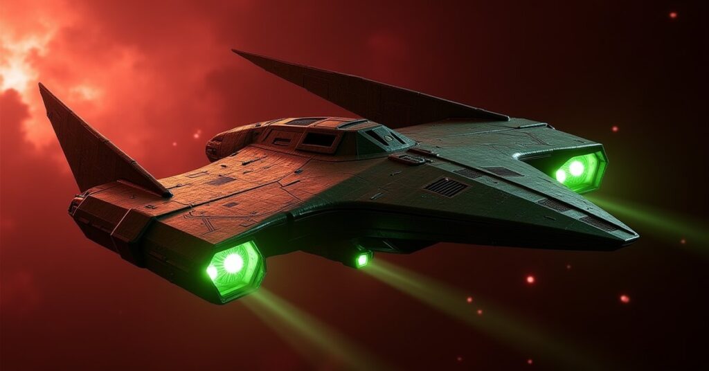 Akronian War Fleet, a Klingon Interceptor hostile from Star Trek Fleet Command, patrolling deep space
