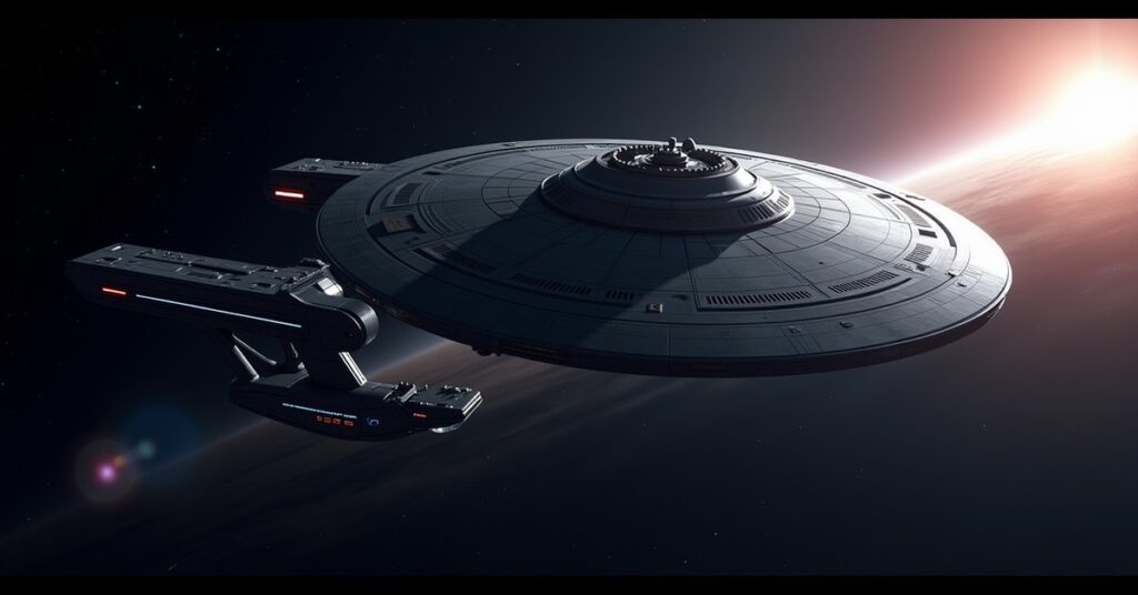 Astronautics Studio in Star Trek Fleet Command: the station module seen from close orbit.