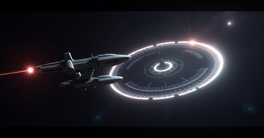 Away Teams Research in Star Trek Fleet Command: a research vessel and orbital laboratory in deep space.