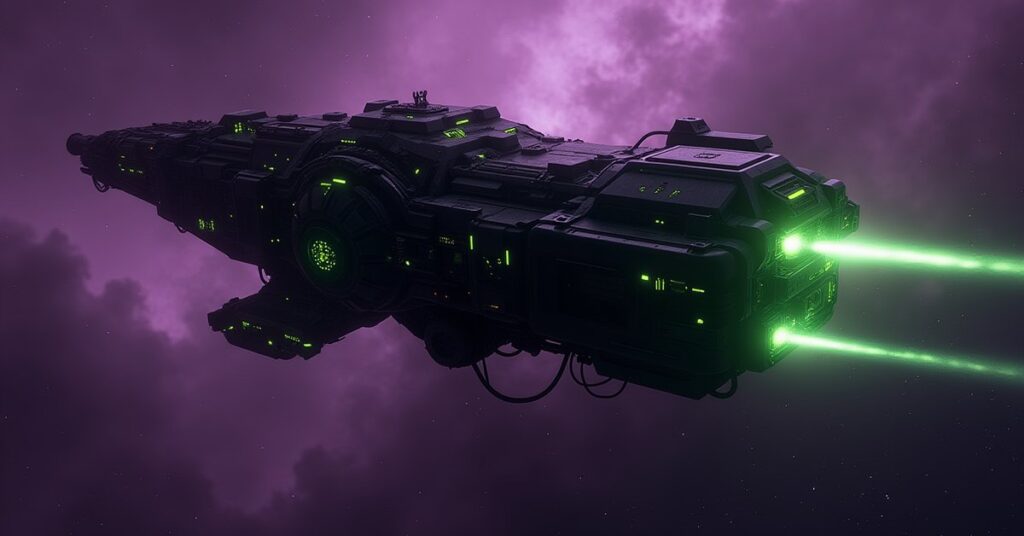 Borg Type 03.0 solo armada, an angular green-lit Borg vessel in Continuum space, Star Trek Fleet Command