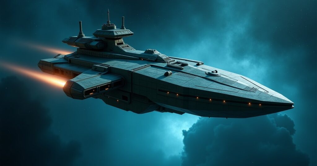 Breen Warship Primarch, a heavily armored Breen Battleship warship, in deep space