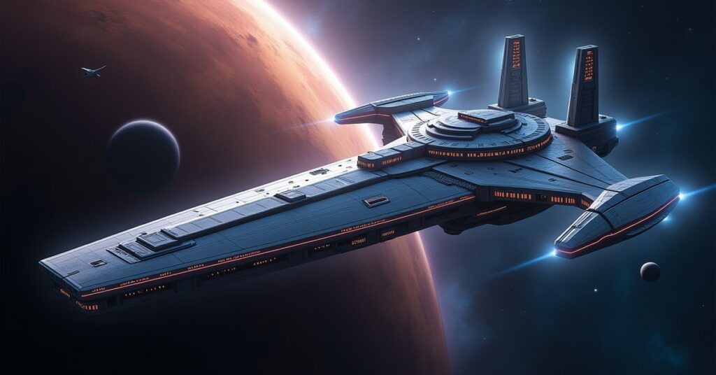 Continuum Consulate building in Star Trek Fleet Command, a Q Continuum outpost overlooking a player starbase