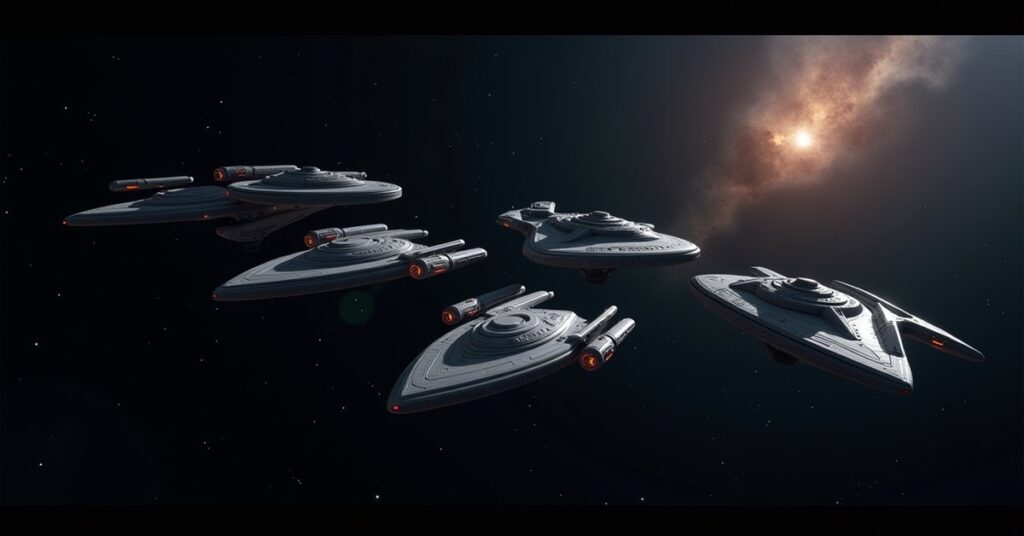 Star Trek Fleet Command Dominion ships in deep space