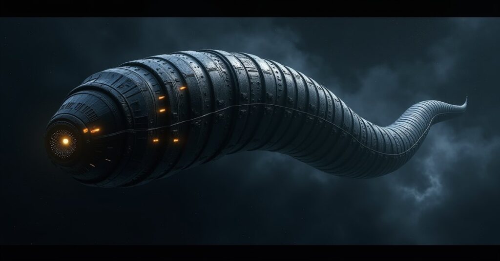 Doomsday Worm hostile ship from Star Trek Fleet Command drifting in deep space