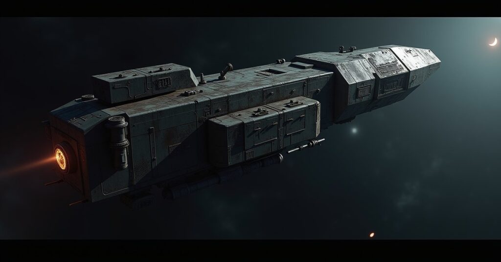 Augment DY-200-class Survey ship from Star Trek Fleet Command drifting in deep space