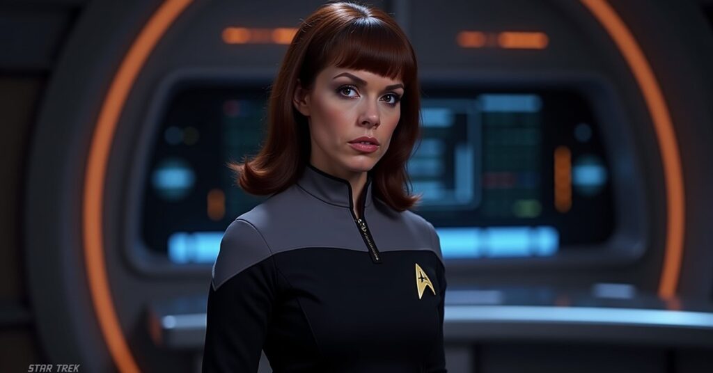 Enterprise-E Troi card art, Federation Science officer aboard the Enterprise-E.