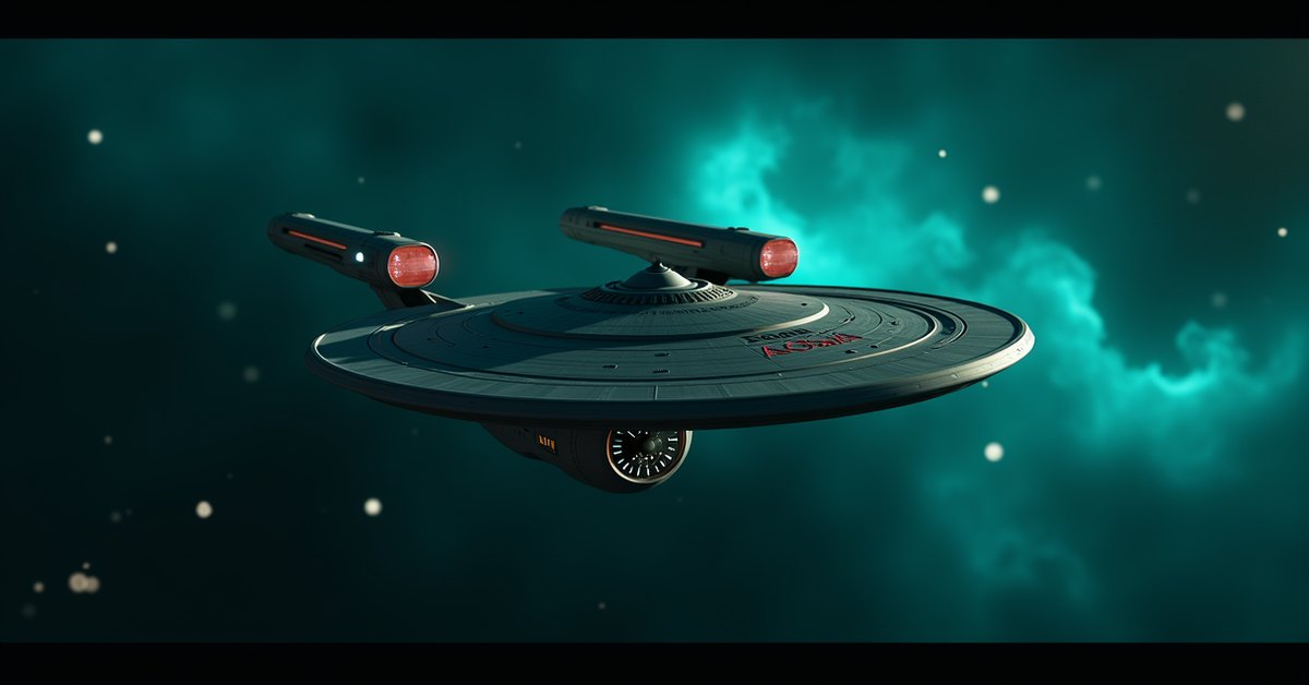 The Enterprise NX-01 explorer cruising through a starfield near a nebula in Star Trek Fleet Command