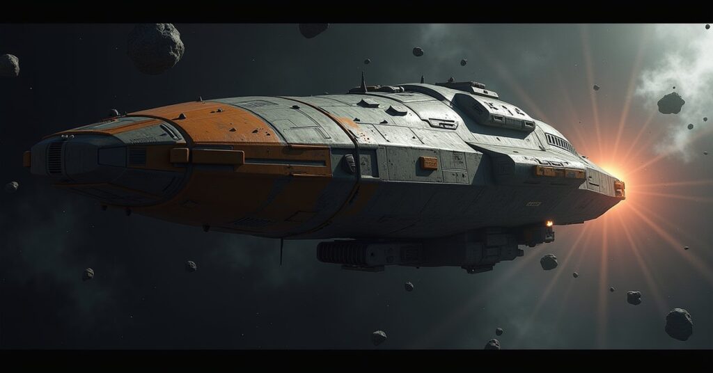 Eclipse Exchange Transport survey ship in Star Trek Fleet Command, a lightly armed cargo vessel adrift in deep space.