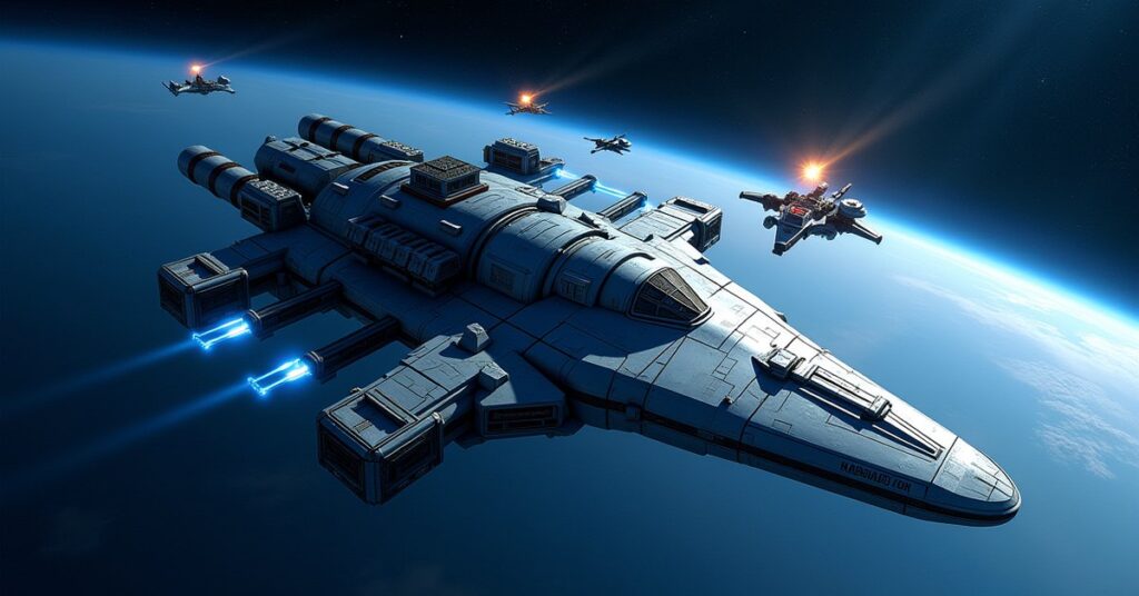 Federation Supply Dock armada station from Star Trek Fleet Command under attack by player ships