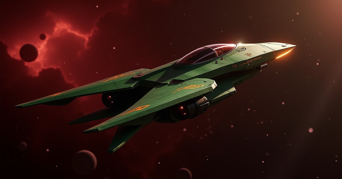Romulan Order of Ganmadan Interceptor hostile ship in deep space, Star Trek Fleet Command key art
