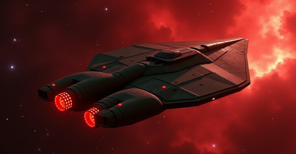 Klingon High Council Skirmisher warship patrolling deep space in Star Trek Fleet Command