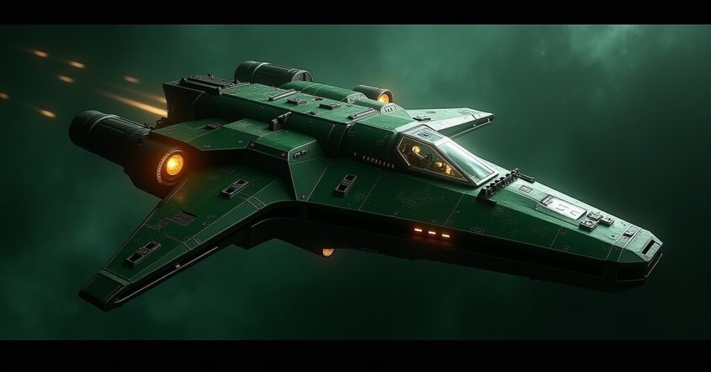 Hijacked D3 Class, a refitted Klingon bird-of-prey Interceptor from Star Trek Fleet Command, drifting in space