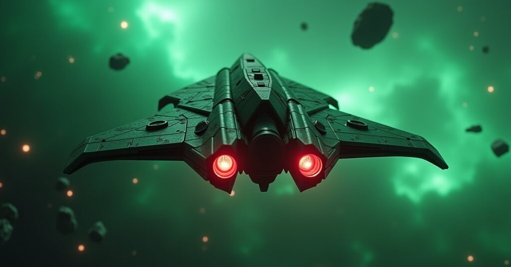 Klingon House Sov Scout Interceptor hostile ship from Star Trek Fleet Command in deep space