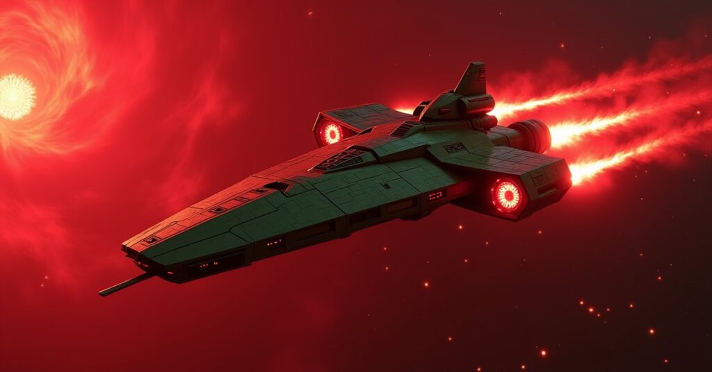 Klingon House Sov Sentry Interceptor hostile ship from Star Trek Fleet Command guarding deep space