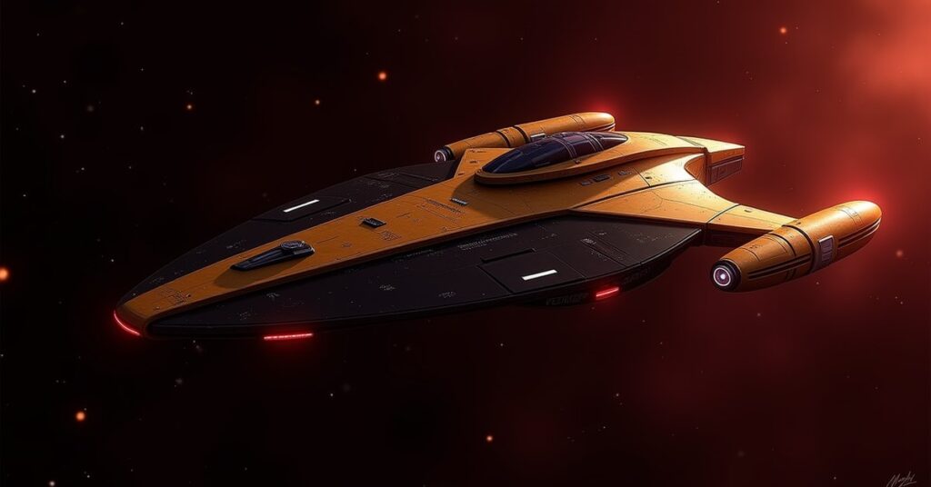 Imperial Starfleet Ω-Cruiser Explorer hostile from the Mirror Universe in Star Trek Fleet Command