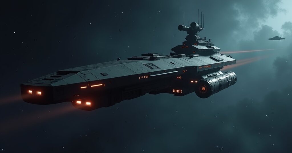 Independent Trader survey ship, a neutral civilian vessel in Star Trek Fleet Command, drifting in open space.