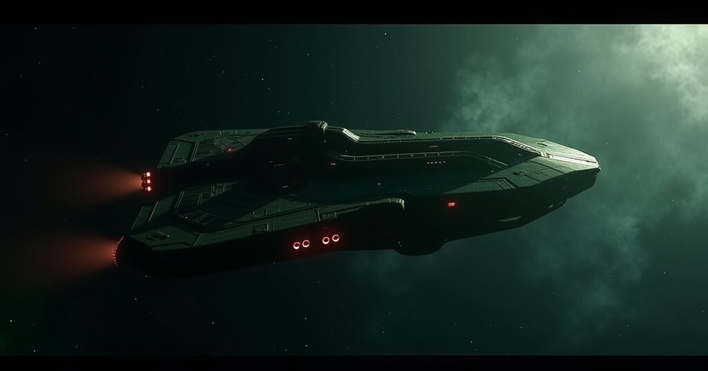 Klingon Conqueror survey ship hostile from Star Trek Fleet Command in deep space near Veros
