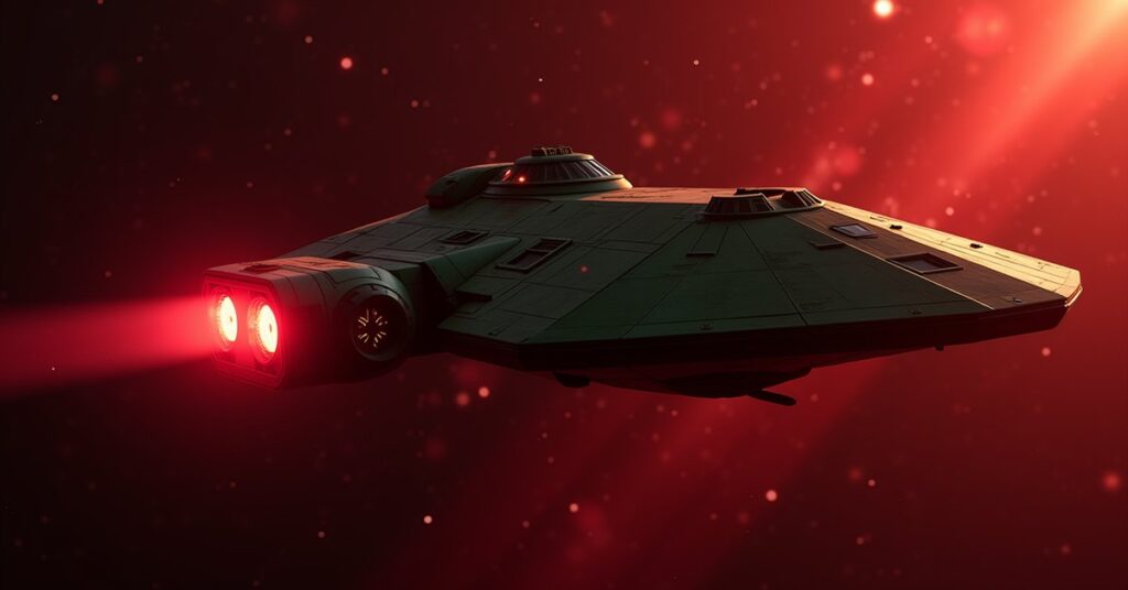 Klingon Patrol warship from Star Trek Fleet Command on patrol in deep space