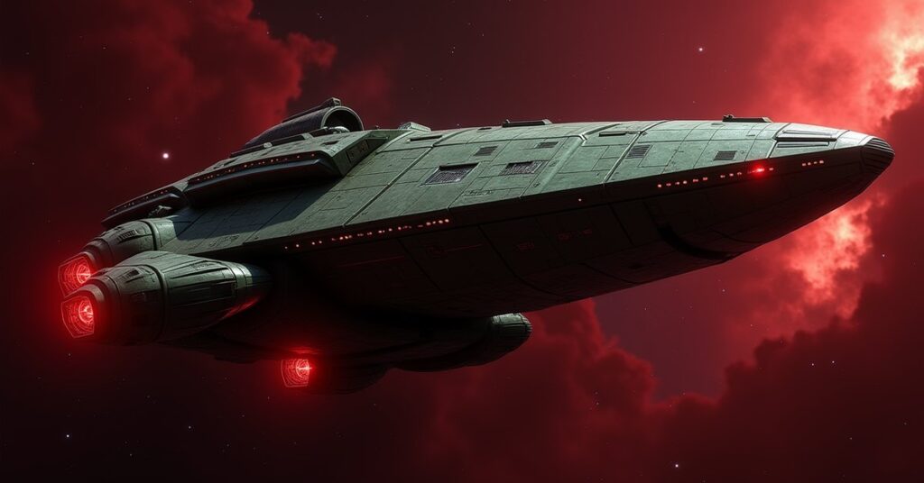 Klingon Supply Ship, a level 31 Survey hostile from Star Trek Fleet Command, patrolling Klingon space