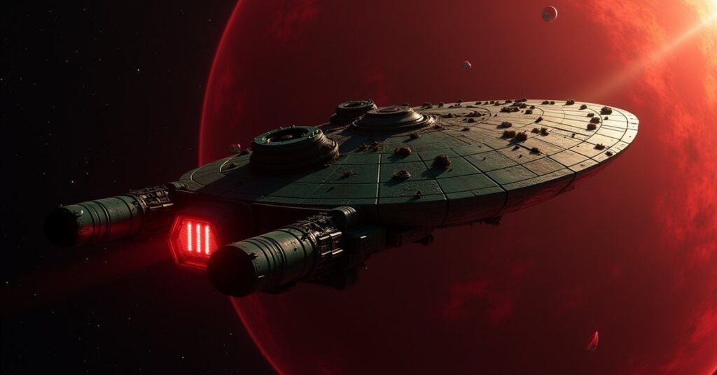 Klingon Trader survey ship from Star Trek Fleet Command in Klingon space
