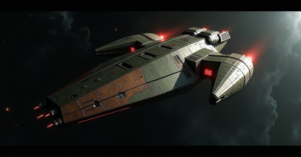 KSG Procurement, the Klingon survey ship hostile from Star Trek Fleet Command, in deep space
