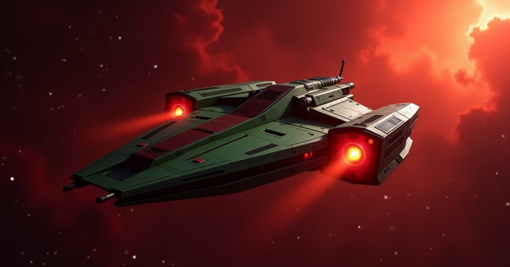Klingon KSG Scout Interceptor hostile ship from Star Trek Fleet Command in deep space