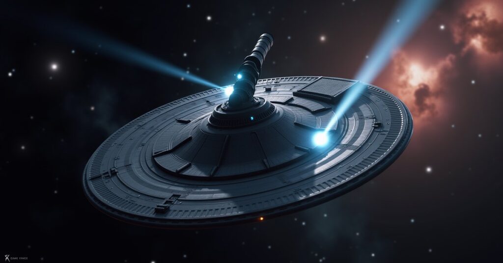 Nanoprobe Hunter in Star Trek Fleet Command: a research vessel and orbital laboratory in deep space.