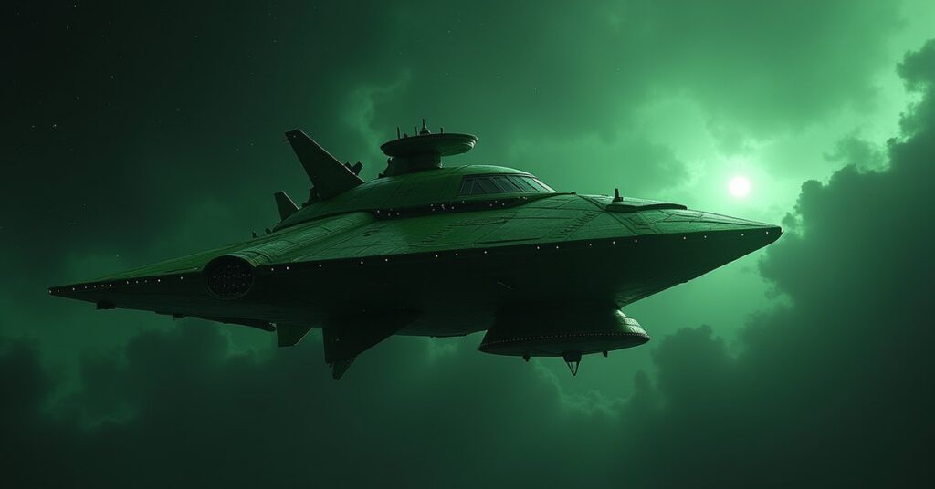 Orion Syndicate Thug ship, a green-hulled Orion pirate vessel patrolling neutral space in Star Trek Fleet Command