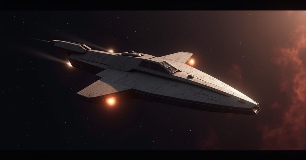 Rigellian Destroyer interceptor ship firing in low-level neutral space in Star Trek Fleet Command