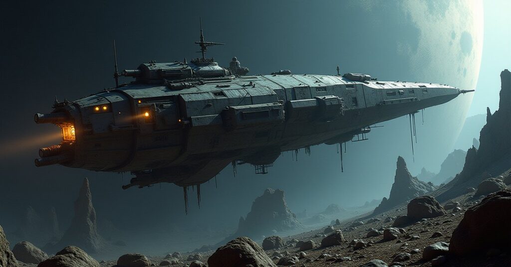Scavenger Lair station hostile in Star Trek Fleet Command, a salvage den ship among asteroid debris in deep space