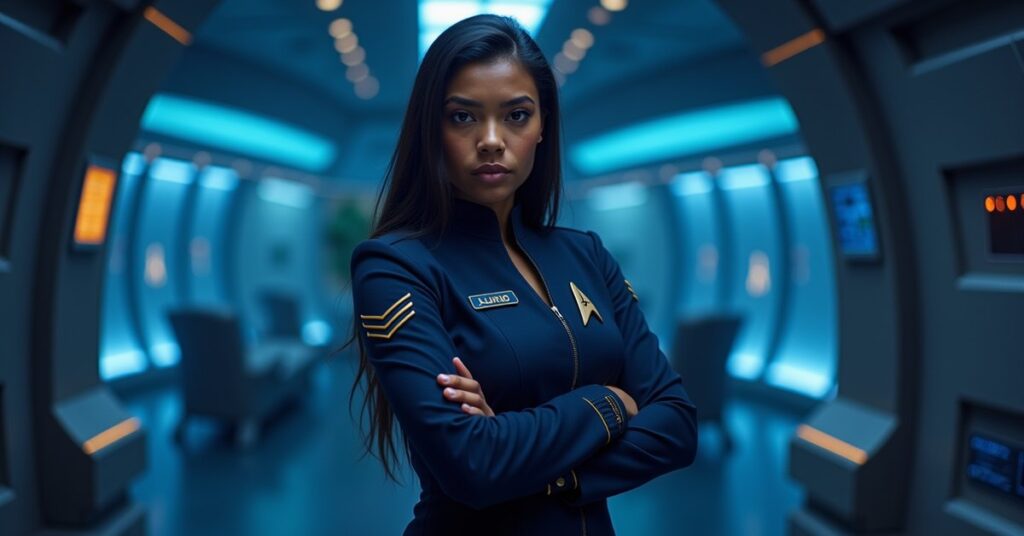 La'an Noonien-Singh STFC officer card art, Strange New Worlds Engineering officer