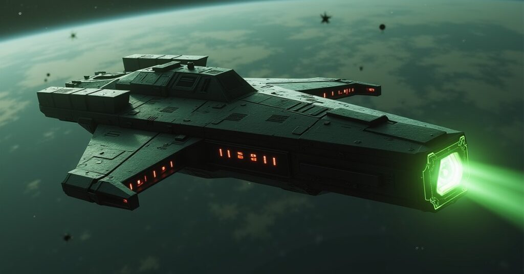 SS Revenant, an El-Aurian Epic Interceptor from Star Trek Fleet Command, in deep space