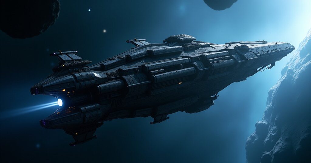 A massive Swarm Horde bio-mechanical armada ship swarming through deep space in Star Trek Fleet Command