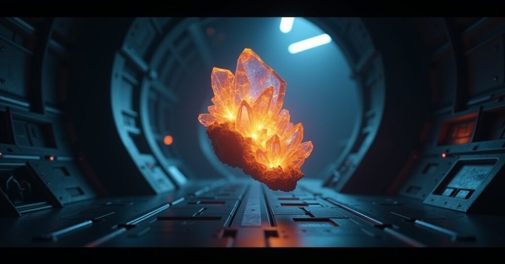 Tetracyanate 622 Forbidden Tech artifact glowing aboard a Star Trek Fleet Command mining ship