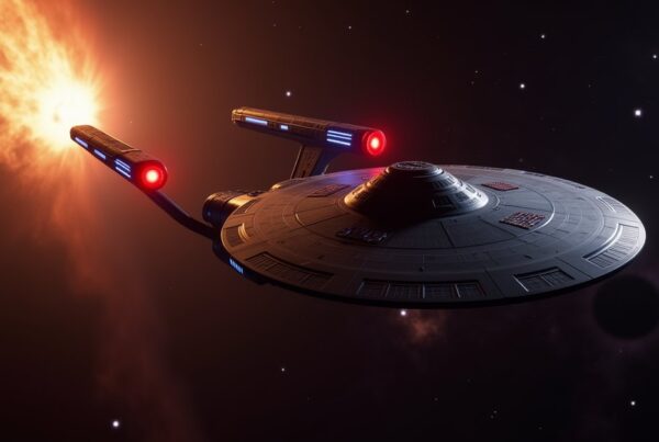 The U.S.S. Enterprise M414, an Epic grade 7 Federation Explorer, in Star Trek Fleet Command