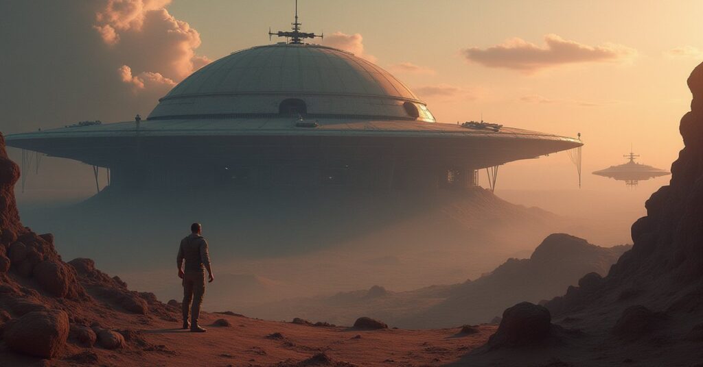 A starship scanning an abandoned colony on a silent world in Star Trek Fleet Command