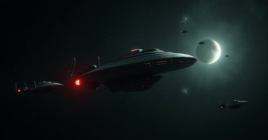 A secret meeting with a Romulan senator's vessel as Zhat Vash ships decloak behind it