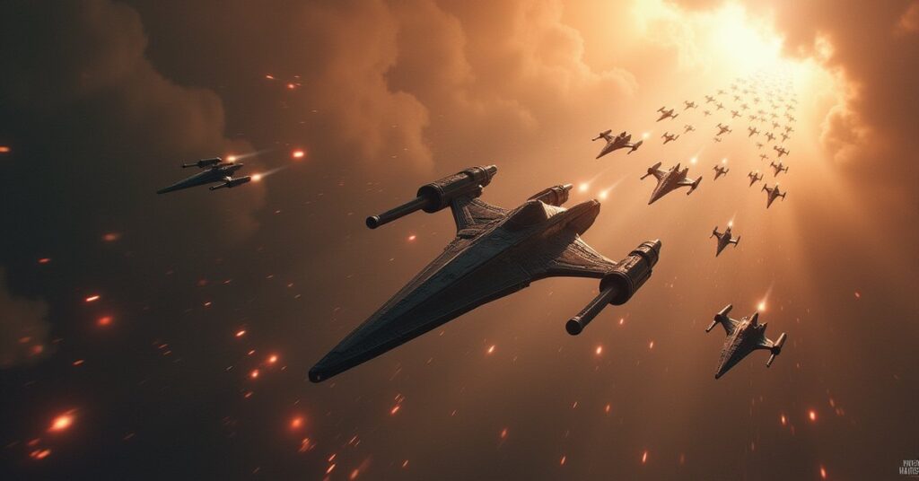 A fleet of mercenary ships gathering to face a Klingon vanguard in Star Trek Fleet Command