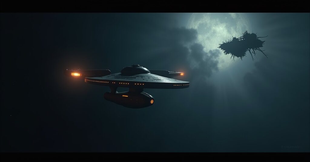 Star Trek Fleet Command key art of a starship answering a distress call near the Narendra system