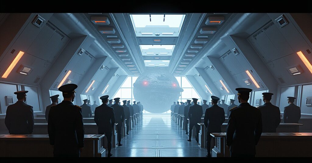 A space station academy wing with officers visible through its windows in Star Trek Fleet Command