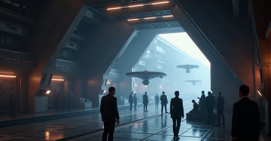 A starbase academy wing with lit training halls in Star Trek Fleet Command