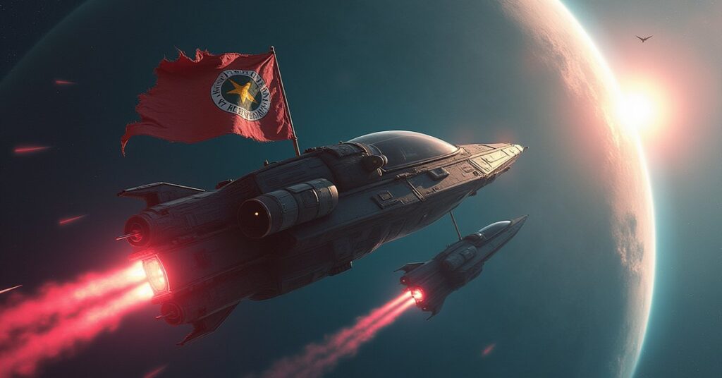 A starship luring a Rigellian warship toward a trap in Star Trek Fleet Command