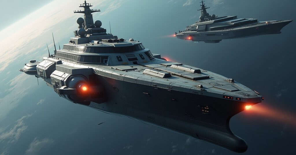 An escort ship shielding a diplomatic yacht from an attacker in Star Trek Fleet Command