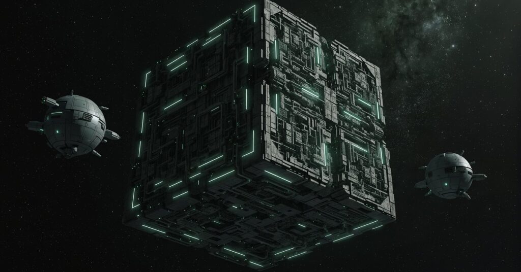 Star Trek Fleet Command Borg cube and sphere targets in deep space