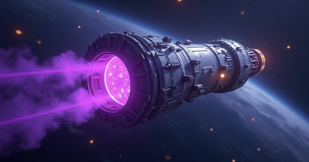 A space station powering up a new violet crystal refinery module in Star Trek Fleet Command