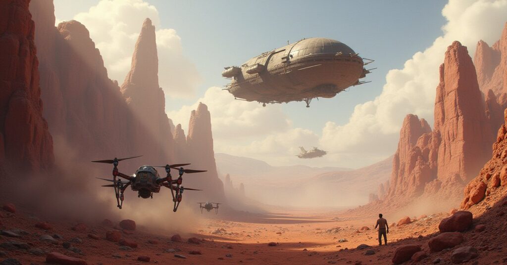 A starship delivering building materials to a damaged planetary colony in Star Trek Fleet Command