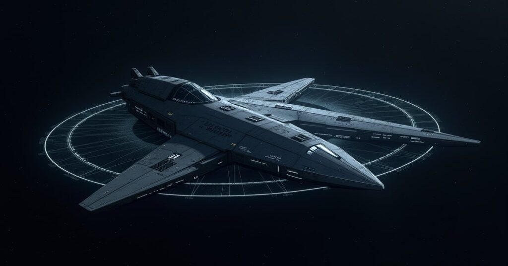 A survey starship scanning and mapping an uncharted star system in Star Trek Fleet Command