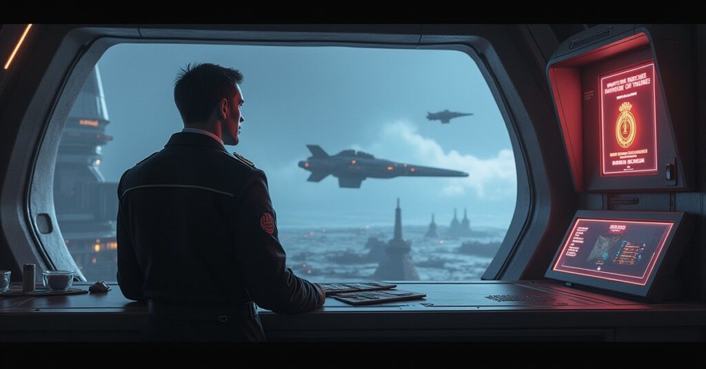 A commendation medal glowing in a holographic display case aboard a starbase in Star Trek Fleet Command
